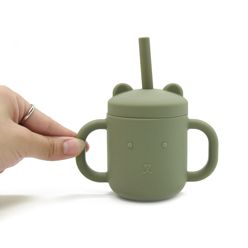 Biomom Silicone Bear Straw Sippy Cup (9 Colors) - Pupsik Singapore