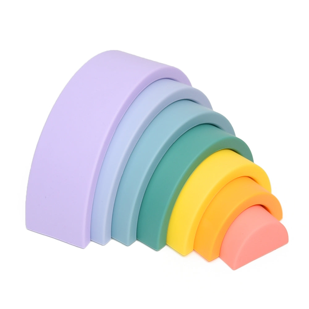 Biomom Silicone Pastel Rainbow Stacking Toy, 7 pcs