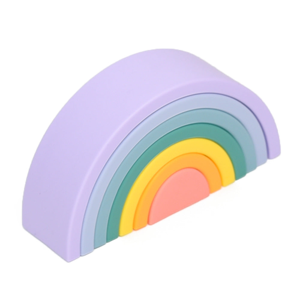 Biomom Silicone Pastel Rainbow Stacking Toy, 7 pcs