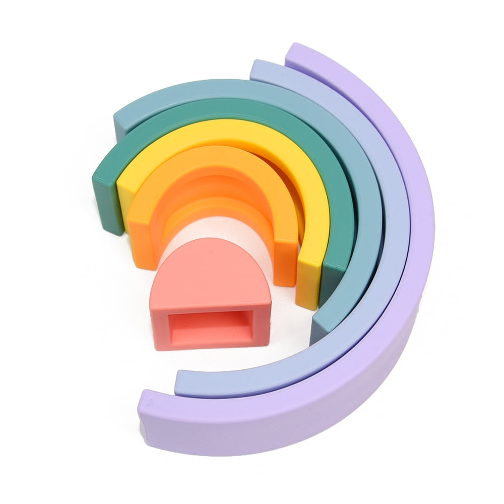 Biomom Silicone Pastel Rainbow Stacking Toy, 7 pcs