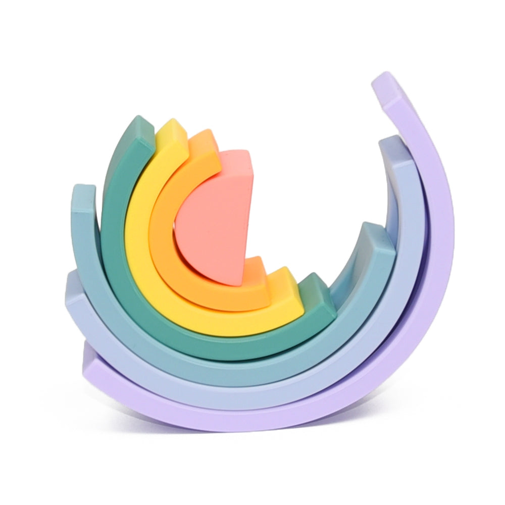 Biomom Silicone Pastel Rainbow Stacking Toy, 7 pcs