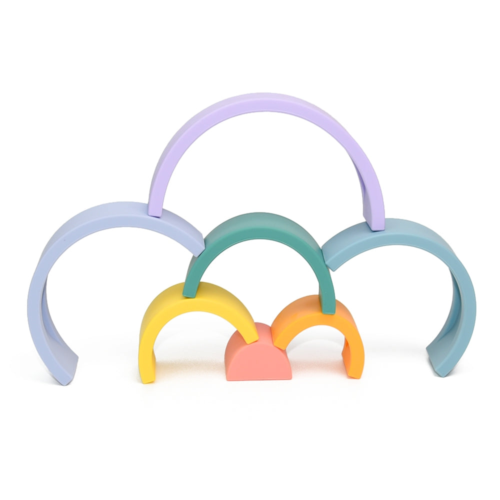 Biomom Silicone Pastel Rainbow Stacking Toy, 7 pcs