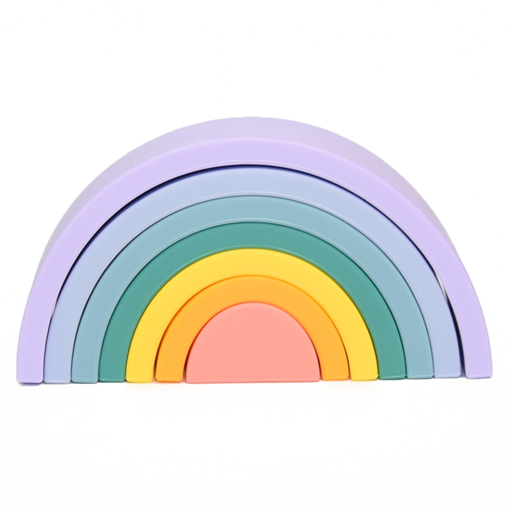 Biomom Silicone Pastel Rainbow Stacking Toy, 7 pcs