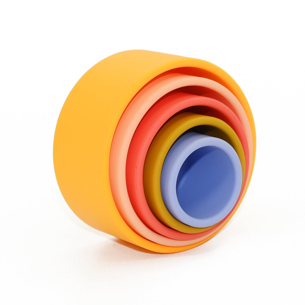 Biomom Silicone Cup Stacking Toy, 5pcs - Orange