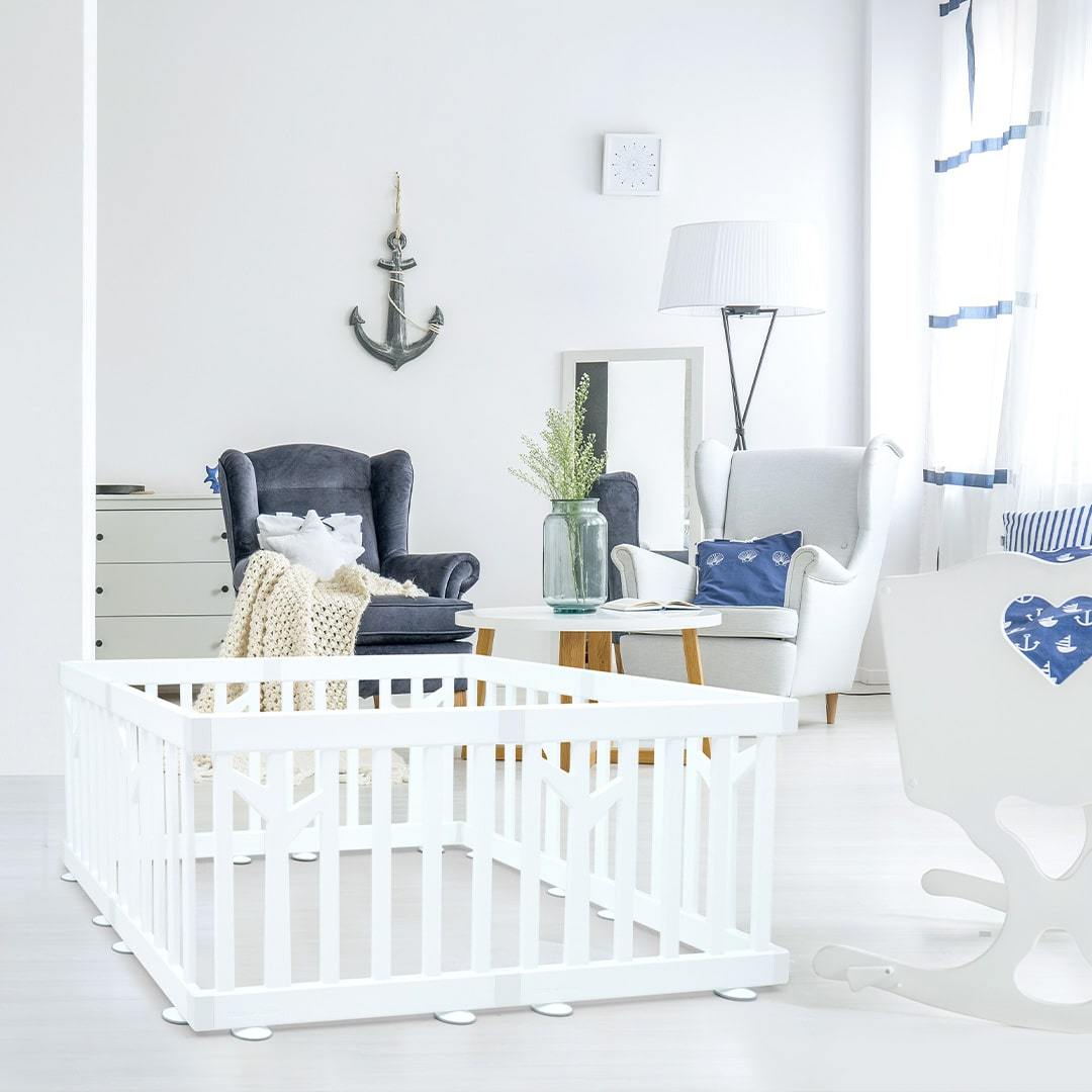 IFAM Birch Baby Play Yard w/ Door Set, 12pcs (207 x 147cm) - White