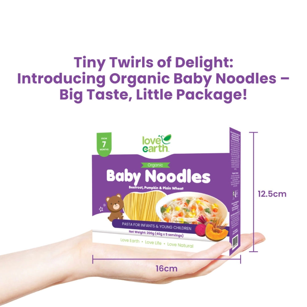 Love Earth Organic Baby Noodles, 200g - Beetroot, Pumpkin & Plain Wheat (Exp 03/27)