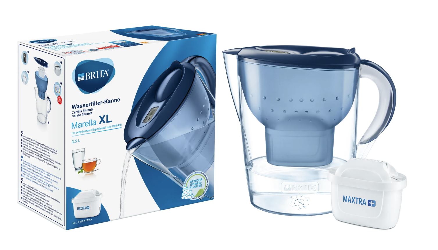 Brita Marella Memo XL Water Filter Jug (1x Maxtra PRO Filter) - 3.5L Blue