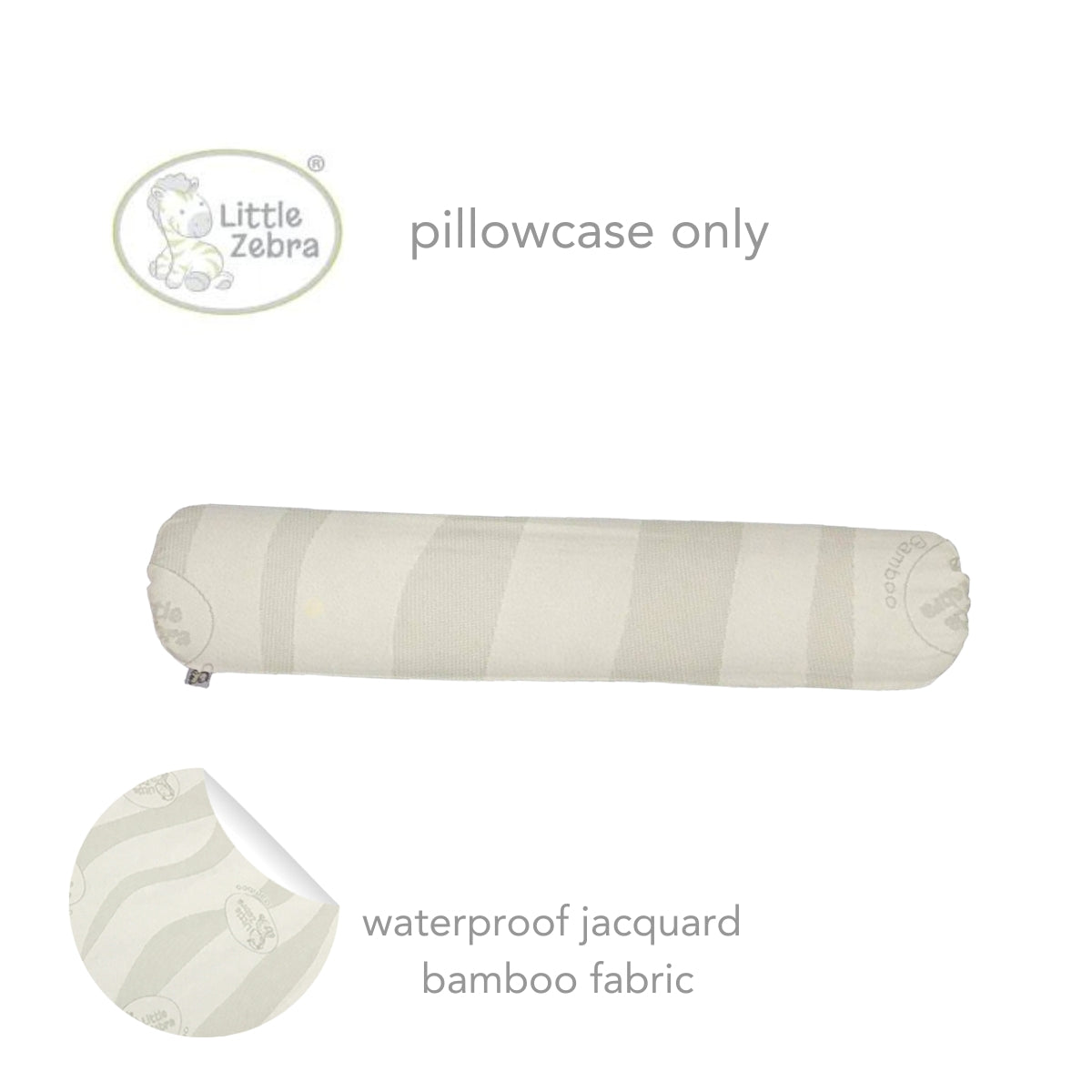 Little Zebra Droolproof Pillow Case for Baby Bolster - Jacquard Bamboo