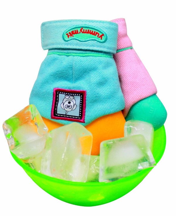 Yummy Mitt Glow-in-the-Dark Teething Mitten - Red & Turquoise