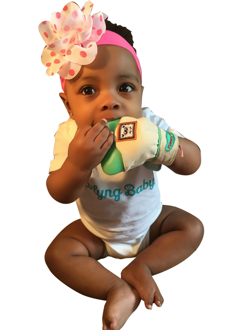 Yummy Mitt Glow-in-the-Dark Teething Mitten - Beige & Green