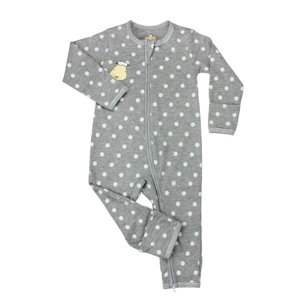 Baa Baa Sheepz Baby Zip Romper - Polka Dot Grey (Multiple Sizes)
