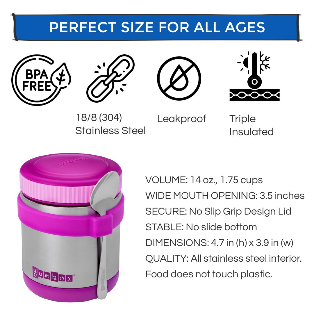 Yumbox Zuppa Thermal Food Jar w/ Spoon & Band, 415ml (4 Colors) - Pupsik Singapore