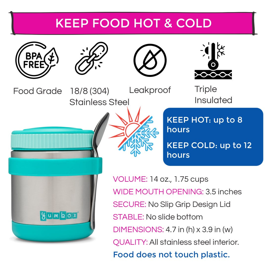 Yumbox Zuppa Thermal Food Jar w/ Spoon & Band, 415ml (4 Colors) - Pupsik Singapore